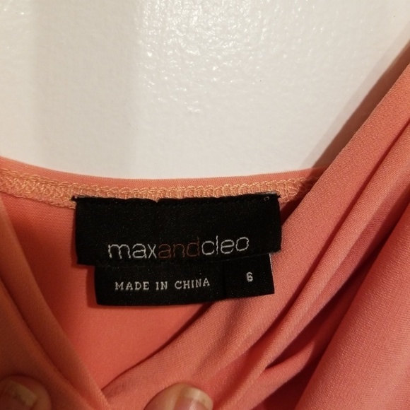 💕MAXANDCLEO💕 Pleated Salmon Pink Dress 6 - Picture 2 of 3